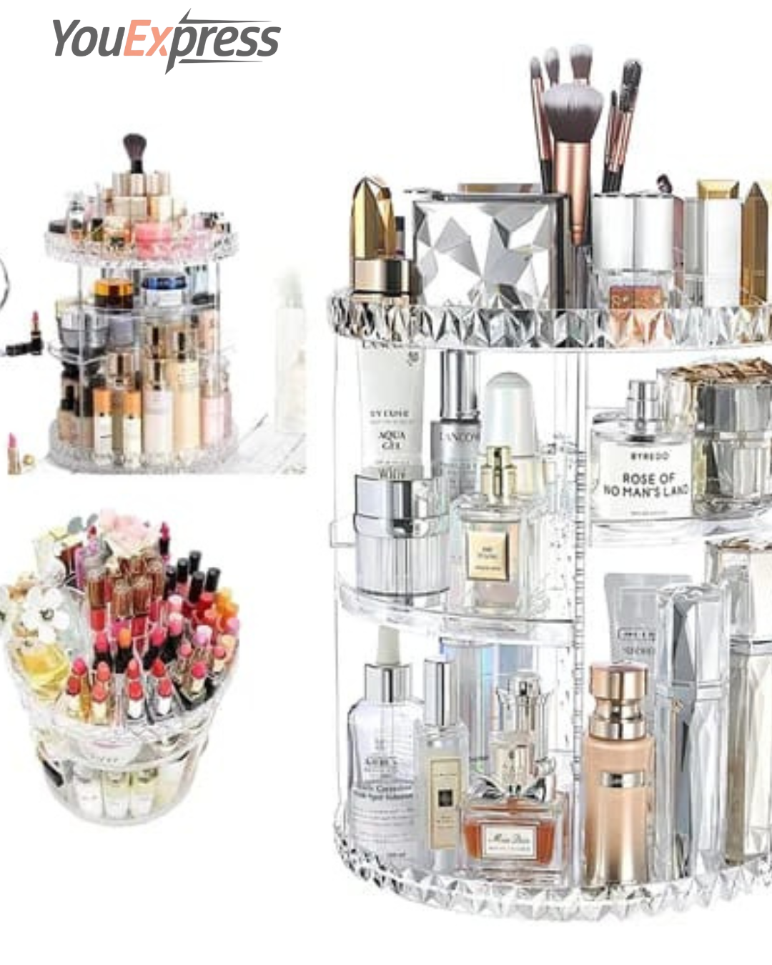 Organizador de Maquillaje Acrílico 360° Rotatorio,